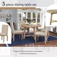 thumbnail image 3 of Bellemave 5-Piece Round Dining Table Set, Wood Farmhouse Extendable Dining Table and 4 Upholstered Dining Chairs, Kitchen Dining Table Set for 4 （Natural）, 3 of 9