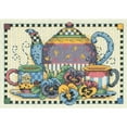 thumbnail image 2 of Dimensions Mini Counted Cross Stitch Kit 7"X5"-Teatime Pansies (14 Count), 2 of 2