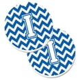 thumbnail image 1 of Letter I Chevron Blue & White Set of 2 Cup Holder Car Coaster, 1 of 1