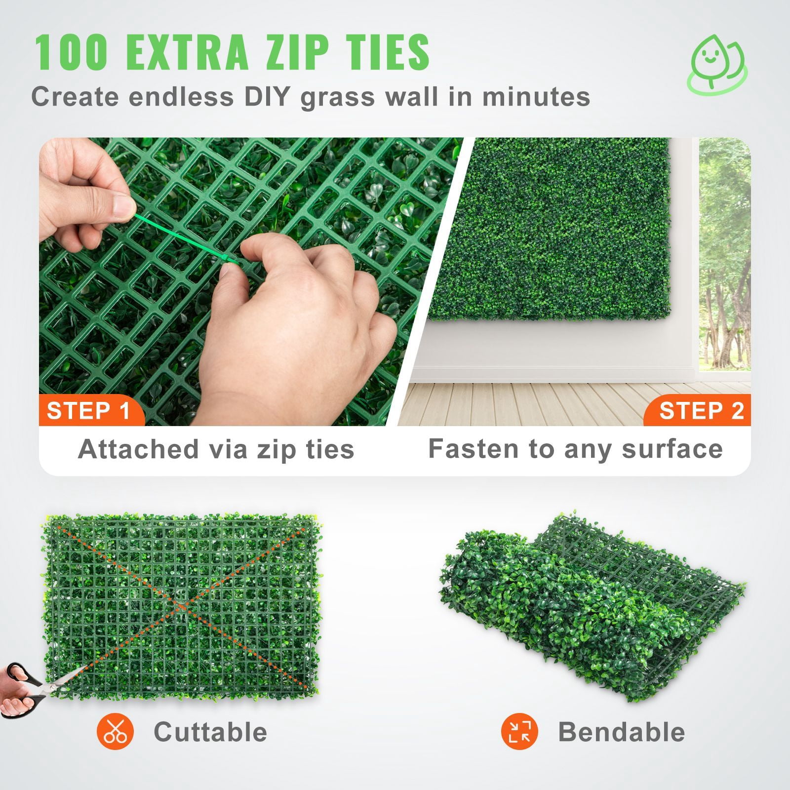 24''x16'' Artificial Boxwood Hedge Panels 24PCS, 1.6" Thick SGS Certified PE Privacy Grass Wall with Zip Ties, Non-See-Through Foliage Backdrop for Indoor Outdoor Garden Wedding Decor