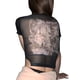 thumbnail image 2 of SAYOO Tops de malla de manga corta para mujer con decoración hueca, ropa de verano de ombligo flaco de color sólido SAYOO Moda, 2 of 4