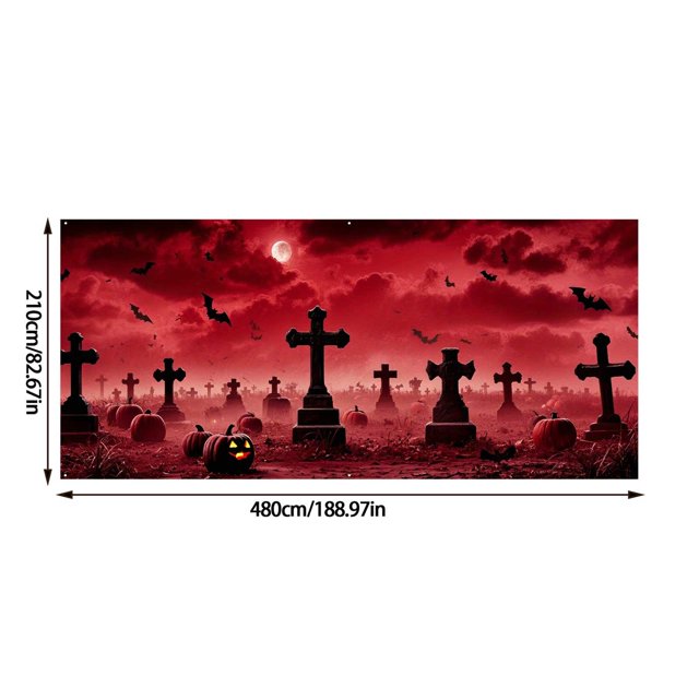 JJKBVCLO Garage : Bannière à Thème Halloween avec Graphiques Hantants Parfait pour les Amateurs de Voitures et de Garage, Tissu Durable Facile à Installer