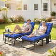 thumbnail image 2 of Outsunny Chaise Longue Pliante de 75 cm de Large pour l'Extérieur, Ensemble de 2, Gris/bleu, 2 of 10