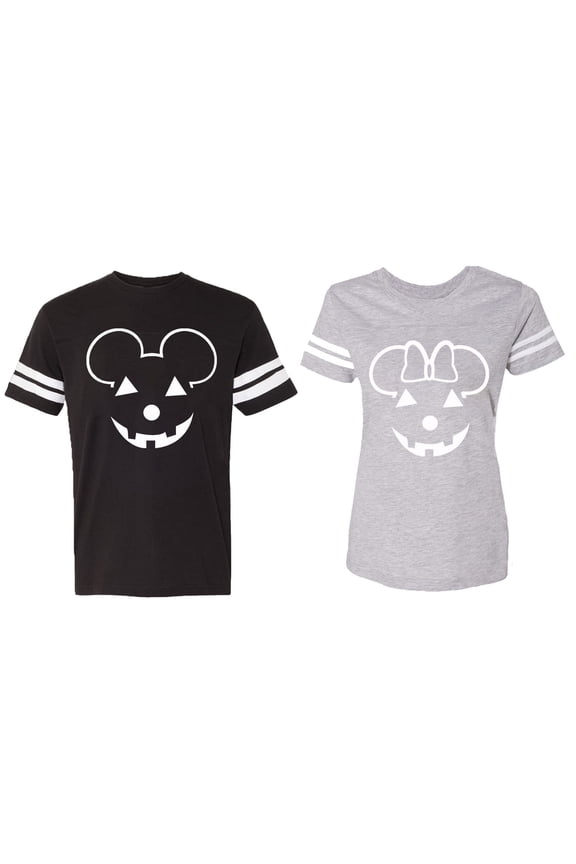 Matching Couple Cotton Jerseys (Men Black / Women Heather) (Men XXXL / Women XXL)