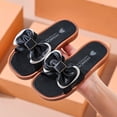 thumbnail image 2 of Quealent Girl's Slip on Sandals Bow Sandals Round Open Toe Beach Sandals Black for Size 2.5, 2 of 8