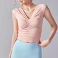 thumbnail image 2 of VBVC No Boundarie Women's Cross Wrap Yoga Tank Top,Womens Short Sleeve Cropped Tops,Workout V-Neck Slimming T Shirts Going Out For Women,*Pink,Size S, 2 of 6