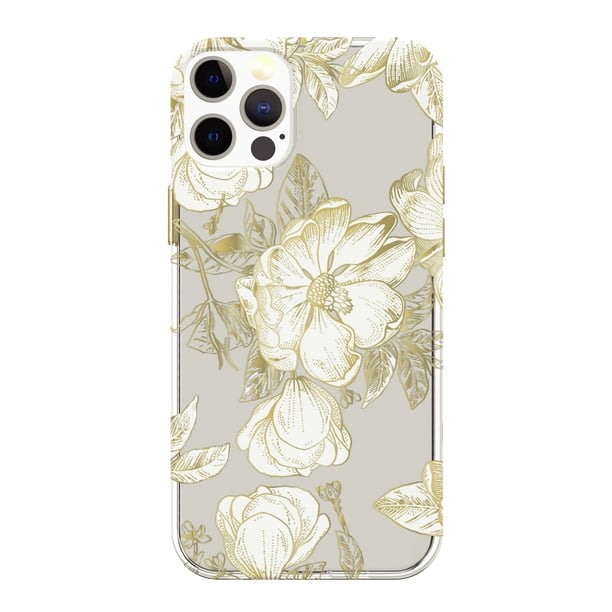 Onn White Metallic Floral Phone Case For Iphone 12 Pro Max Walmart Com