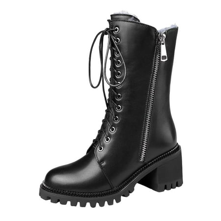 

Ladies Fashion British Style Solid Leather Zipper Thick Heel Lace Up Short Boots Ankle Socks For Women Womens Ankle Socks Ankle Compression Socks For Women White Ankle Socks Woman Ankle Boots For