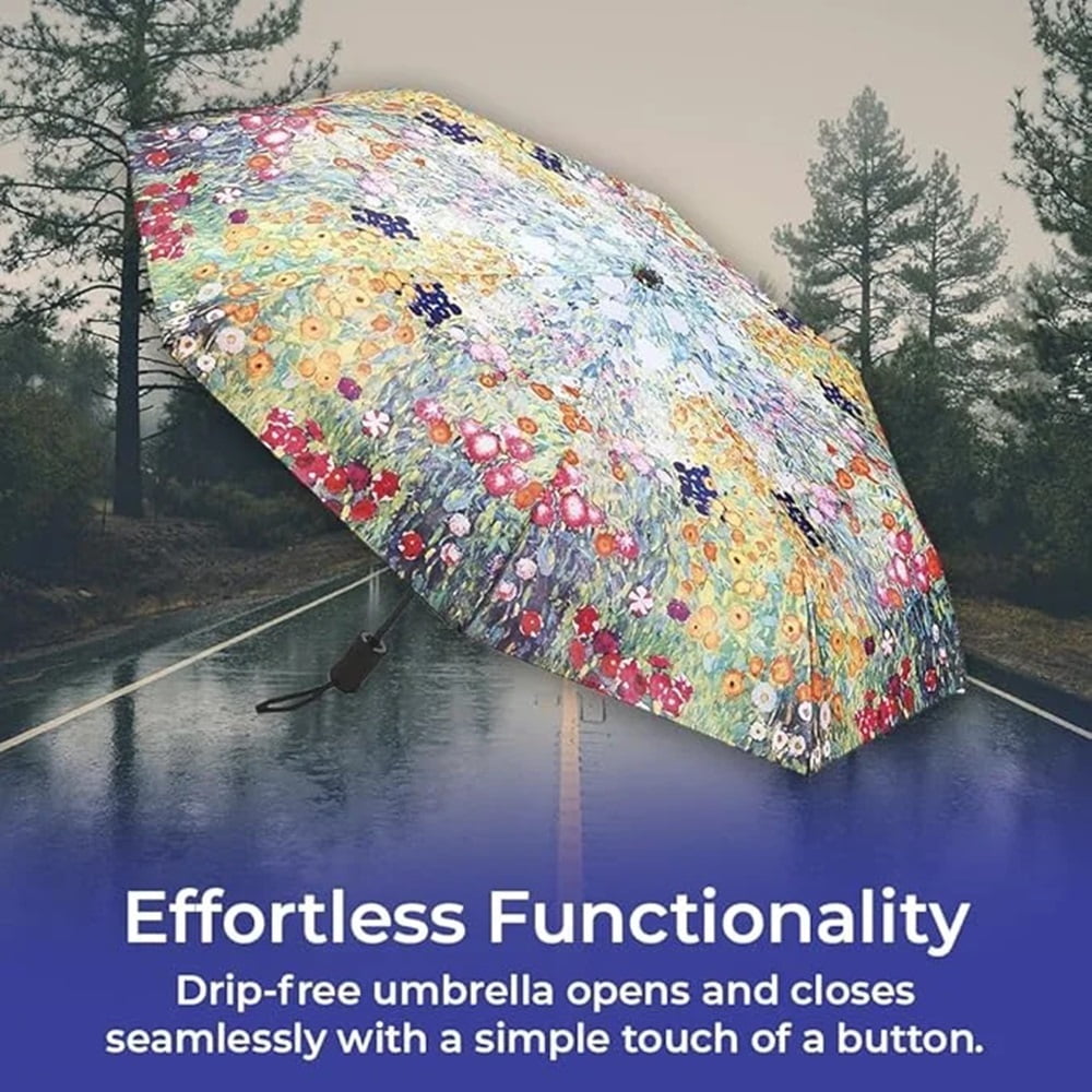 Vibrant Flower Garden Umbrella, 42" Automatic Open and Close Travel Umbrella for Rain, Wind and Sun, Compact, Folding