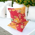 thumbnail image 2 of Set of Two 16" X 16" Green and Red Blown Seam Floral Indoor Outdoor Throw Pillow, 2 of 5