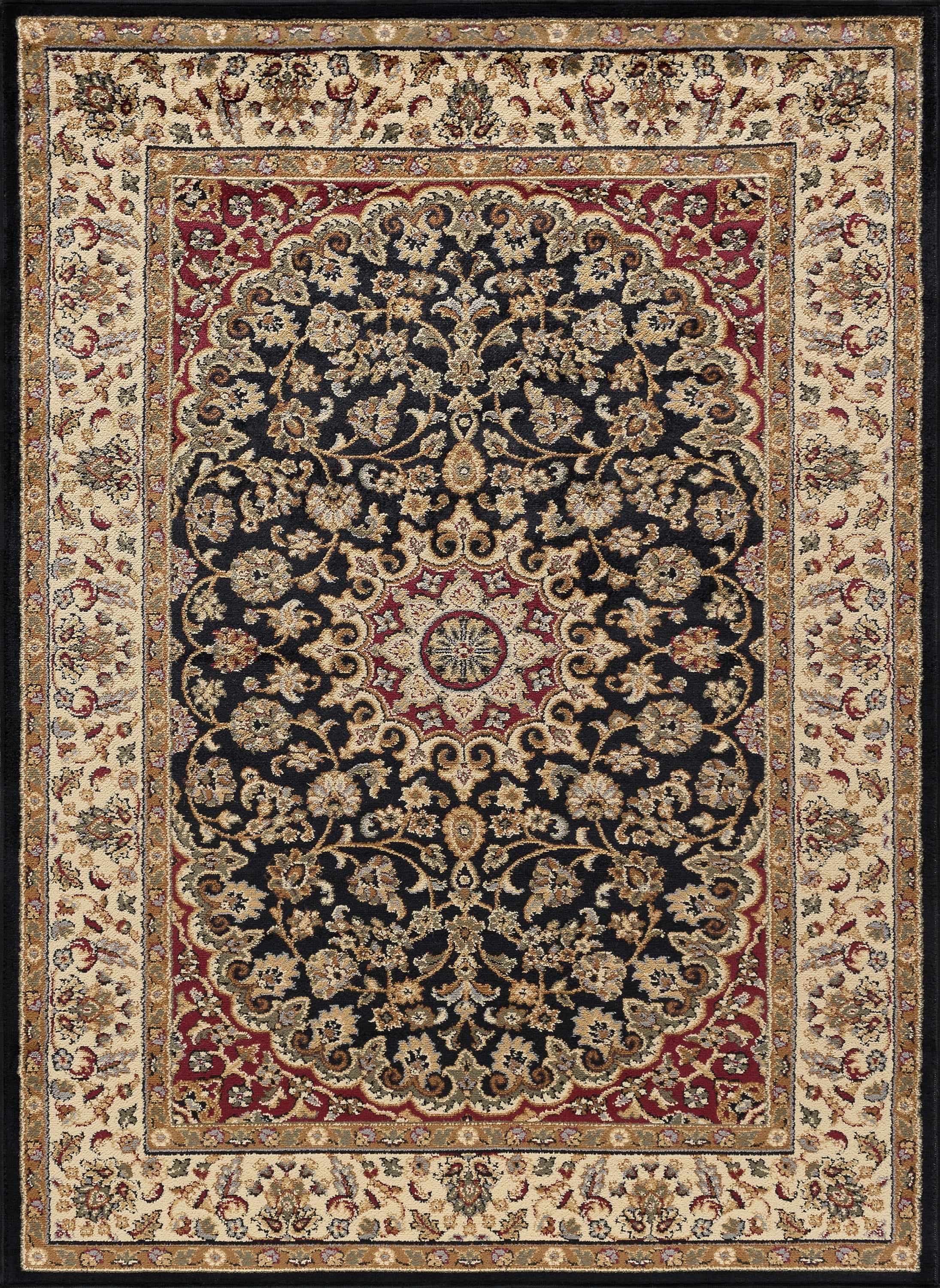 Transitional 5x7 Area Rug (5' x 7') Oriental Black, Red Living Room Easy to Clean