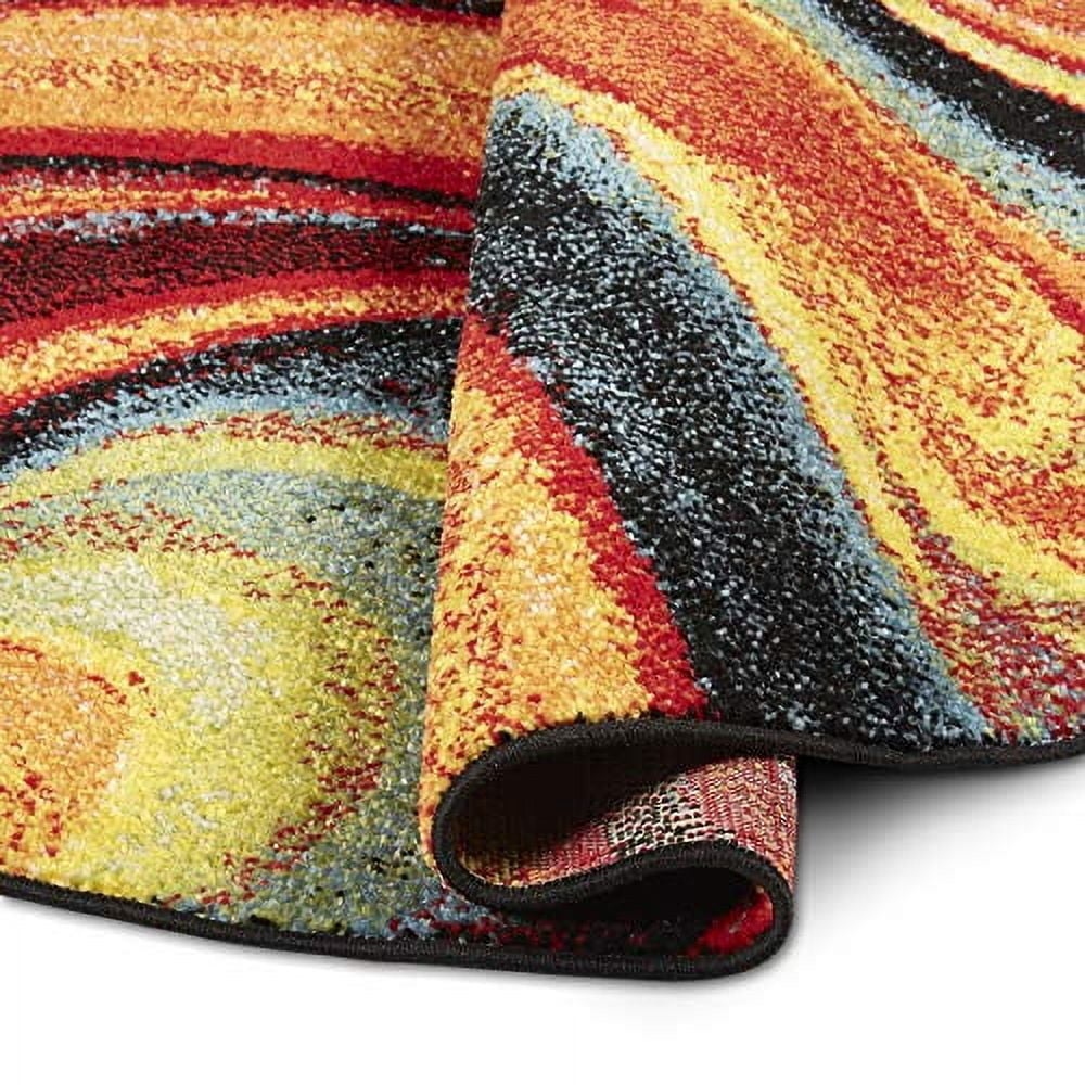 Home Dynamix Splash Adja Contemporary Abstract Swirl Area Rug, Red/Blue, 5'2" Round