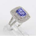 thumbnail image 4 of HeartsAndYou 4ct Natural Blue Tanzanite Halo Split Band Engagement Ring 14k SOLID White Gold, 4 of 9