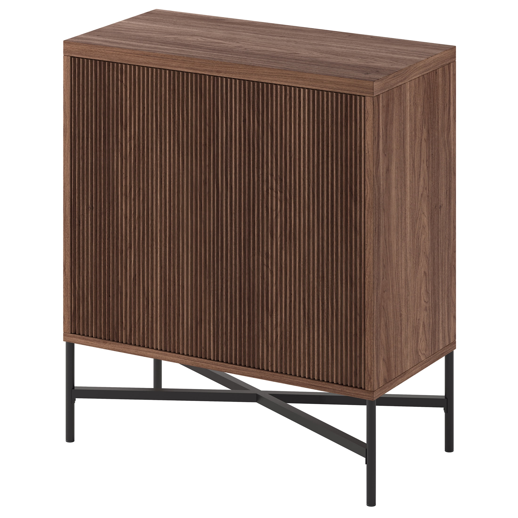 Evelyn&Zoe Modern/Contemporary 28" Wide Satin Walnut Accent Cabinet