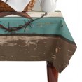thumbnail image 4 of Texas Star Western Table Cloth Waterproof Tablecloths, Vintage Teal Brown Wooden Farmhouse Tablecloth Dining Table Cover for Kitchen Party Tabletop Outdoor, Rectangle Tablecloth 52x70 Inch, 4 of 9