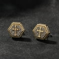 thumbnail image 2 of Leander Gold Silver 11mm Square CZ Stud Earrings of Mens aretes para hombre, 2 of 5
