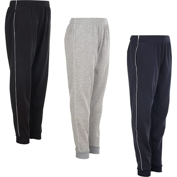 Power Forward Boys Youth Warm Fleece Elastic Waist Joggers Sweatpants 3 Pack