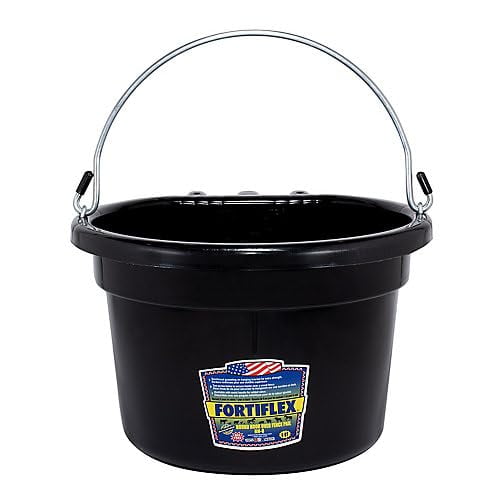 Cubeta Fortiflex para colocar sobre la cerca, 8 cuartos de galón, con asa, color negro