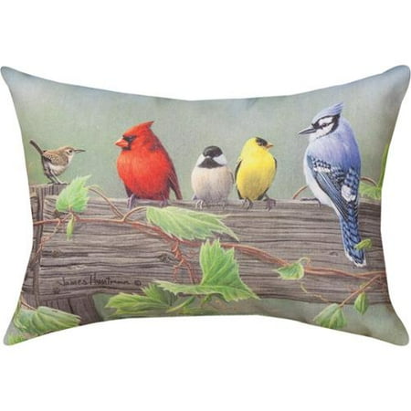 18 Birds On A Line Ii Decorative Outdoor Patio Throw Pillow