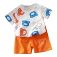 thumbnail image 2 of NAISIBABY Toddler Boys Girls Outfits, Shorts Short Sleeve Prints Casual Two-Piece Sets Orange 12-24 Months, 2 of 3