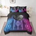 thumbnail image 2 of 7 Piece Ice Hockey Twin Bed in a Bag Sports Bedding Sets Teen Ice Hockey Lover Comforter Set with Sheets Winter Sports Game Themed Bed Set Ice Hockey Game Decor Sheets, 2 of 5