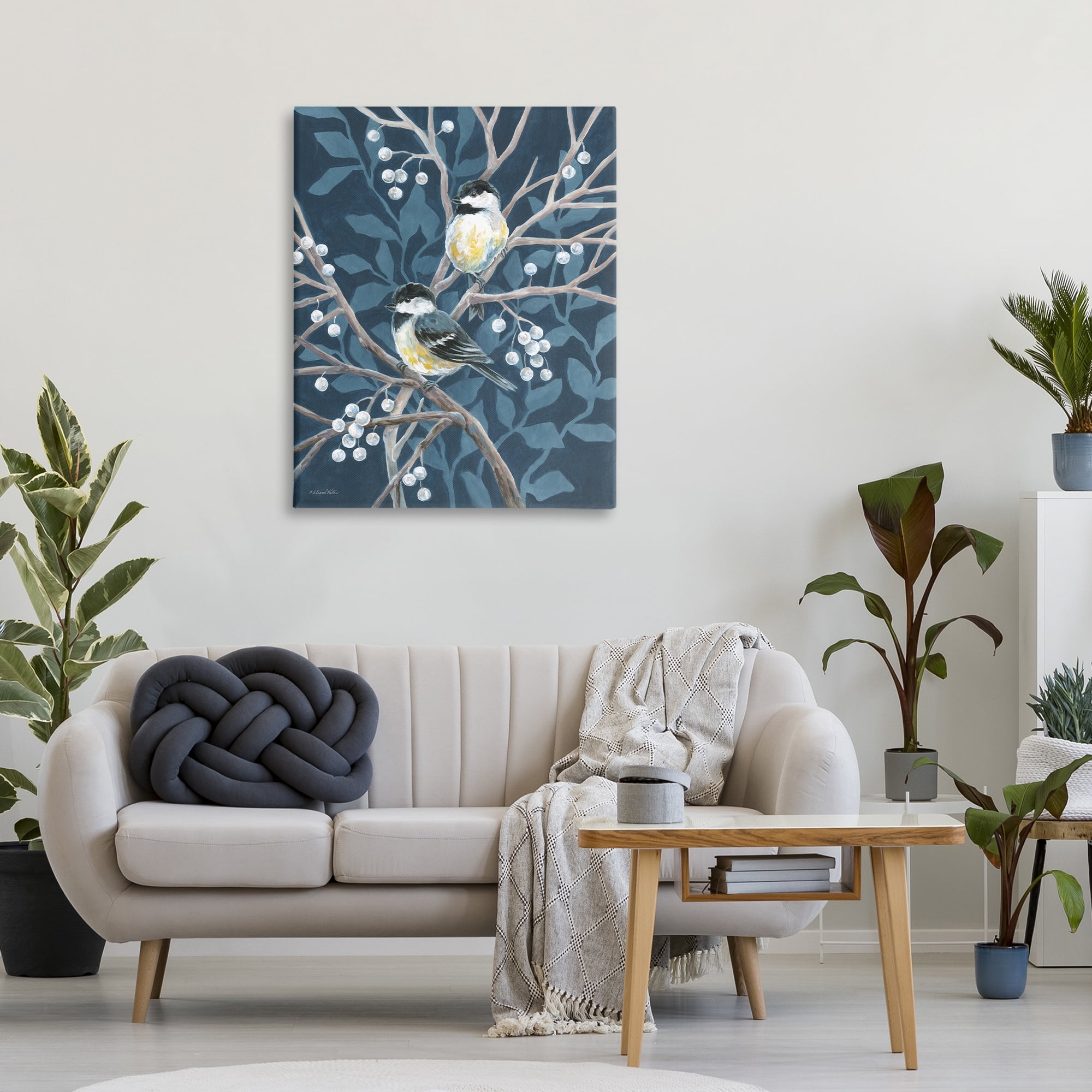 Stupell Industries Chickadees on Winter Berries Canvas Wall Art, design by Diane Kater