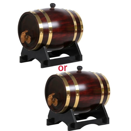 

Pine Aging Barrels Wooden Wine Barrel Dispenser Vintage Storage Bucket with Wood Stand and Faucet for Wines Whiskey Beer