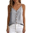 thumbnail image 7 of SwiftWear Women's V Neck Camisole Button Front Loose Fit Spaghetti Strap Summer Tank Top Cotton Casual Tops for Daily Beach Vacation, 7 of 7