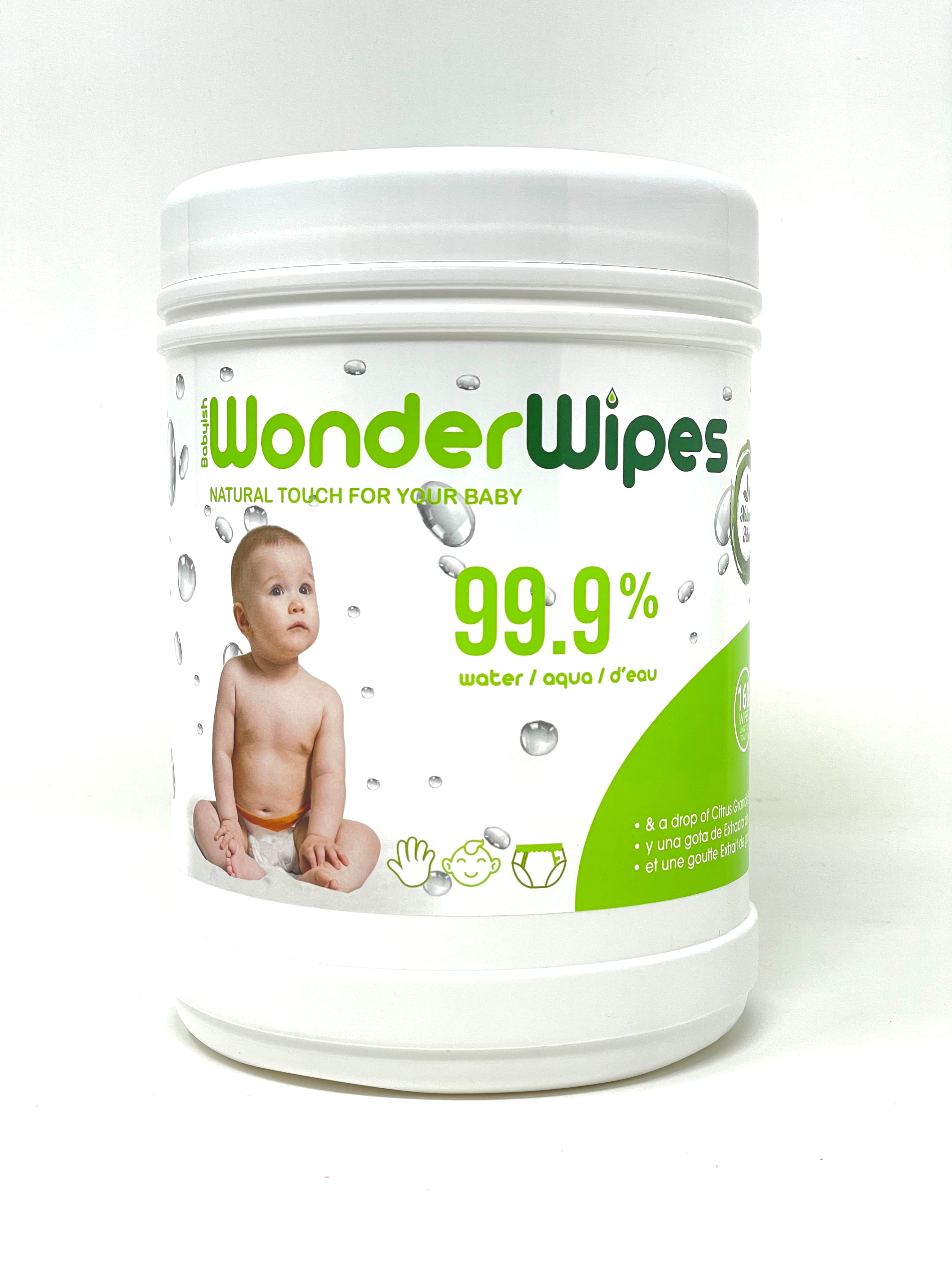 Baby Wipes Natural Fiber - Dye, Alcohol, Perfume-Free - 160 Wipes/Canister - 3 Pack