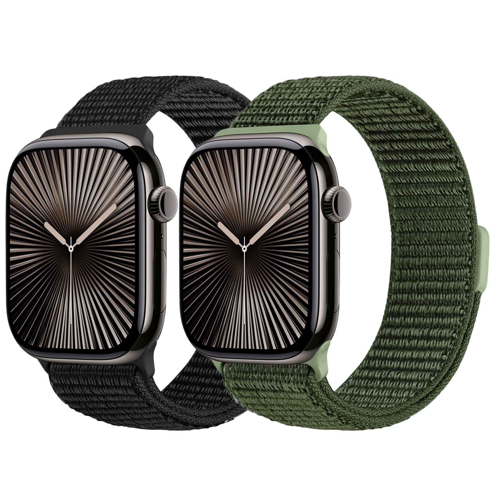 Vodtian 2 Pack Nylon Sport Bands Compatible with Apple Watch Bands 38mm 40mm 41mm 42mm 44mm 45mm 46mm 49mm Women Men, Soft Breathable Straps for iWatch Series 11/10/9/8/7/6/SE 3/Ultra 3