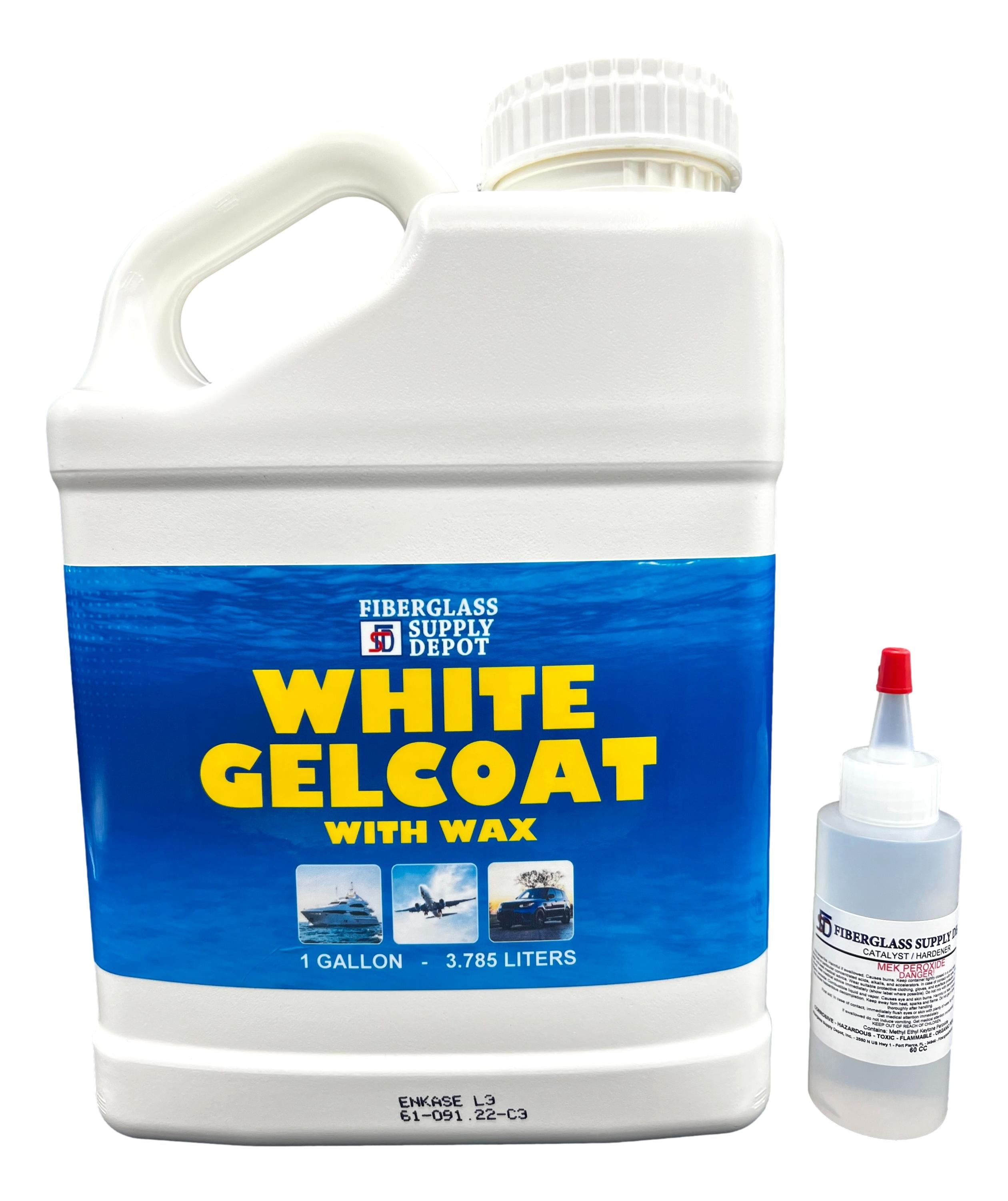 Fiberglass Supply Depot Inc. White Gelcoat with Wax Interior or Exterior Gallon with 60cc