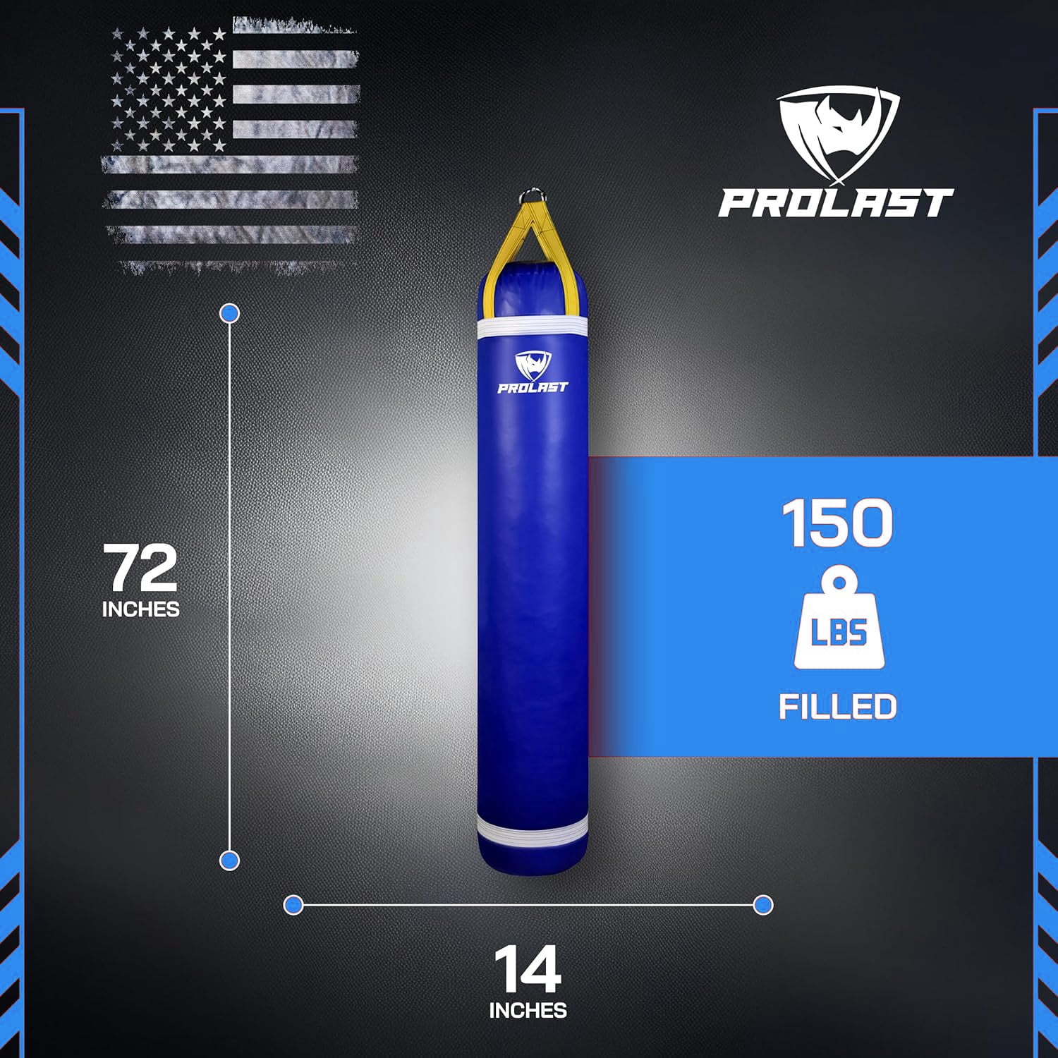 PROLAST Heavy Punching Bag 6 ft UNFILLED -Great for Boxing, MMA, Martial Arts, Muay Thai, Kickboxing, Strength Training Equipmenti - Unfilled ( Blue )