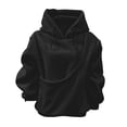 thumbnail image 5 of Women's Oversized Fuzzy Pet Carrier Hoodie, Soft Sherpa Dog Cat Pocket Hooded Sweatshirt for Pet Owners Daily Autumn Winter Loungewear Outfits(Black/XXXL), 5 of 7