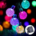 thumbnail image 1 of Luces de navidad solares 100 led esferas bola cristal copo de nieve snowflake style Artego  8 modos de uso para exteriores Guirnalda de luces Multicolor, 1 of 9