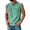 thumbnail image 2 of Guluxicc Mens Henley Tank Tops Sleeveless Crew Neck Solid Color Shirts Regular Fit Summer Casual Tops with Pocket, 2 of 5