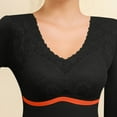 thumbnail image 6 of ZQUUVOU Thermal Shirts for Women Thermal Base Layer Top No Show Lace Trim Fleece Lining Soft Warm Shirt with Built-in Bra Black, 6 of 6
