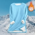 thumbnail image 2 of FAWUUDO Women Warm Sherpa Lined Fleece Crewneck Sport Sweatshirt Pullover Blue, 2 of 9