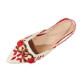 thumbnail image 2 of Tawop Women Shoes Casual Flat Non Slip Shoes Pointy Toe Soft Embroidery Floral Versatile, 2 of 6
