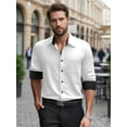 thumbnail image 2 of OALUXE Mens Dress Shirts Formal Long Sleeve Button Down Business Contrast Shirt with Pocket, 2 of 7