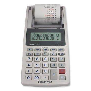 Sharp EL-1611V 12-Digit LCD Display & 2-Color Printer Printing Calculator, Black/Red