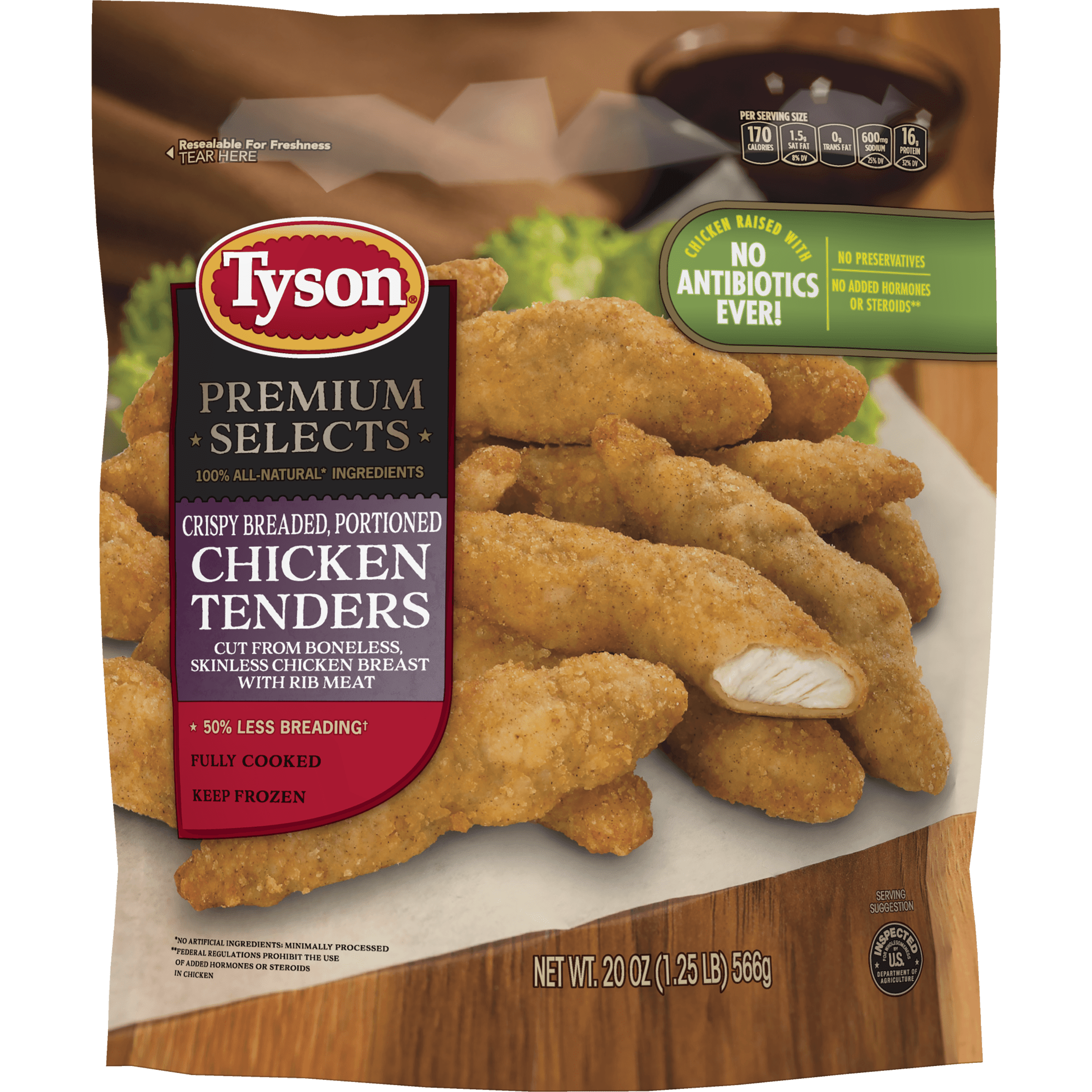 Tyson Premium Selects Crispy Breaded Portioned Chicken Tenders 20 Oz 