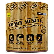 SMART MUSCLE 3-in-1 NATURAL PERFORMANCE AMP - Ultra Clean TOTAL Muscle Defining Preworkout Experience with Fat Shredding Matrix and Muscle Building BCAA Blend - 100% NON-GMO Ingredients - Wild Berry