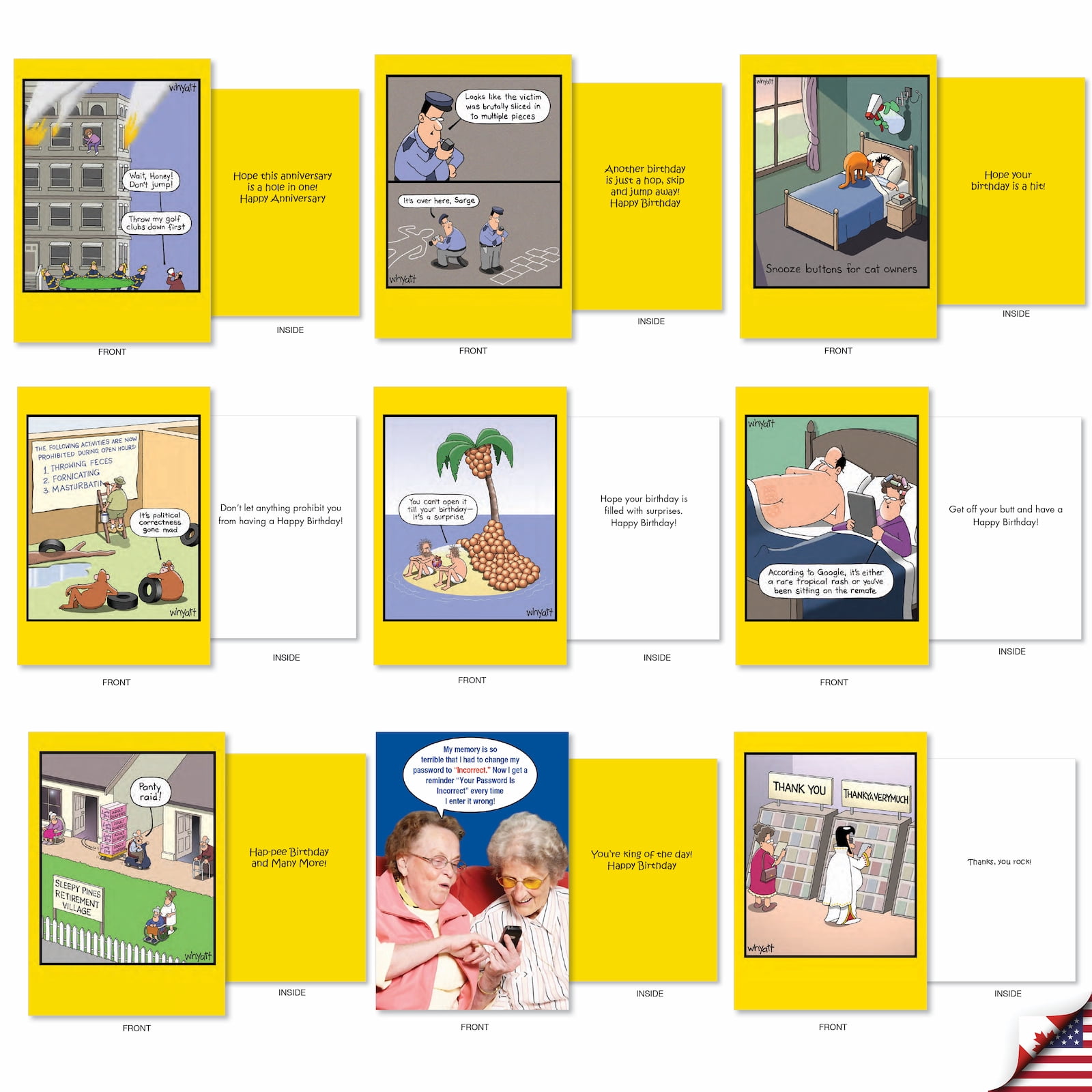 NobleWorks Whyatt's Wide Variety - Pack of 36 Mixed Occasions - Greeting Cards with Envelopes (4.63 x 6.75 Inch) - AC9382XXG-B1x36