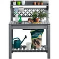 thumbnail image 2 of SmileMart Wooden Garden Potting Bench with Sliding Tabletop, Gray, 2 of 9
