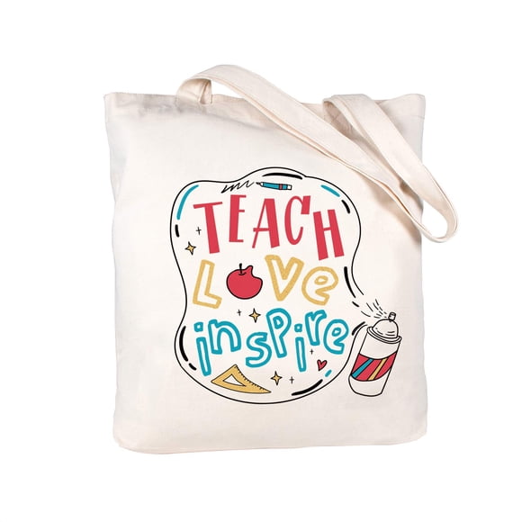 Bolsa de mano ELEGANTPARK Teach Love Inspire Teacher Gifts, color marfil