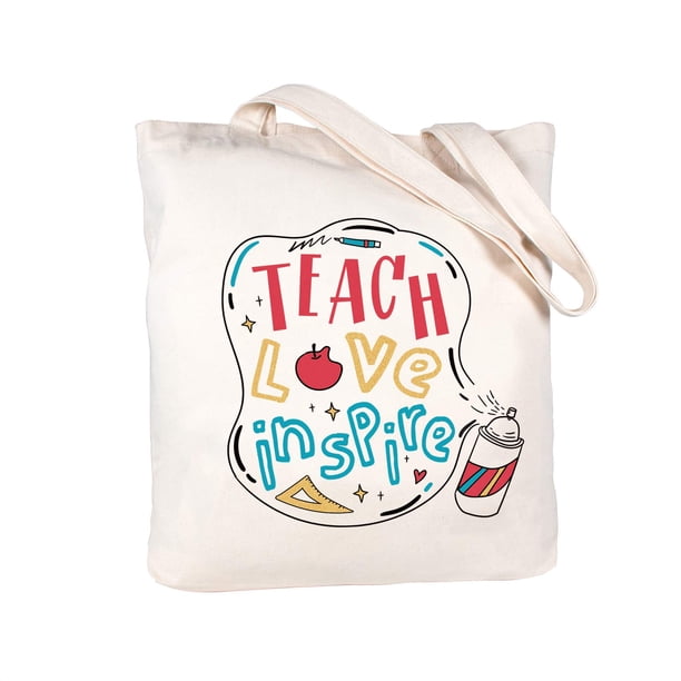 Bolsa de mano ELEGANTPARK Teach Love Inspire Teacher Gifts, color marfil