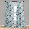 thumbnail image 4 of Ambesonne Geometric Boho Curtains, Ornamented Triangles, Pair of 28"x84", Pale Blue and Blush, 4 of 4
