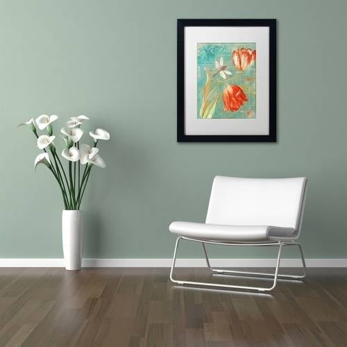 Trademark Fine Art "Mandarin Tulips" Canvas Art by Color Bakery White Matte, Black Frame