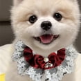 thumbnail image 4 of Lace Stitching Pet Saliva Towel - Soft with Faux Pearl Decor - Cat and Dog Bowknot Neckerchief, 4 of 8