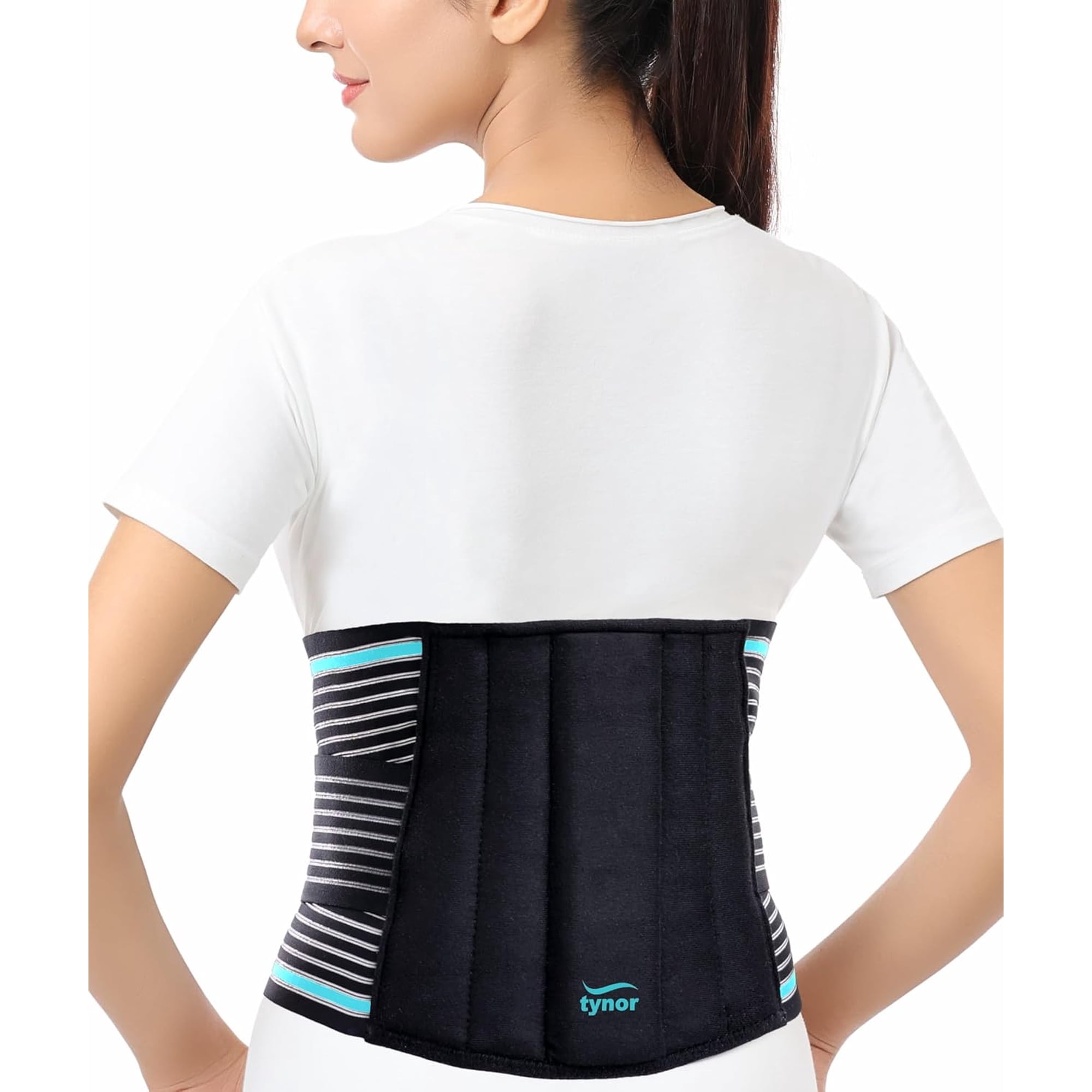 TYNOR Back Brace for Lower Back Pain - Back Support Belt for Women & Men - Breathable Design With Lumbar Support Pad - Lumbo Sacral Belt for Lower Back Pain - Black, Medium , 1 Unit